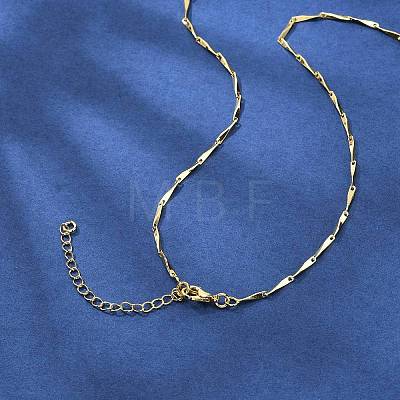 Brassl Twisted Bar Link Chain Necklaces for Men Women NJEW-G160-15G-1