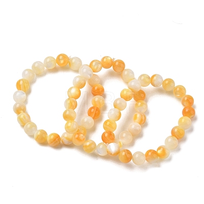 9MM Natural Yellow Shell Round Beaded Stretch Bracelets SH-CBACA76-18E-1