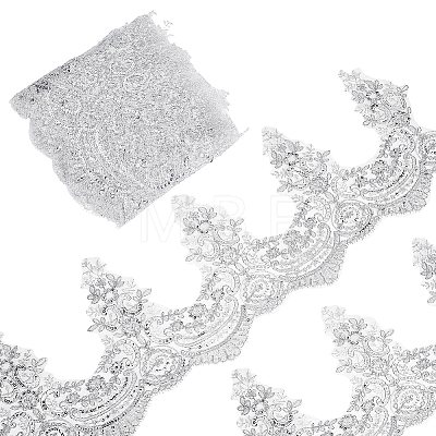 5Yards Polyester Flower Lace Ribbon OCOR-NB0002-88-1