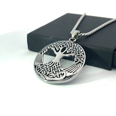 Stainless Steel Viking Nordic Tree of Life Pendant Necklaces for Men Women AO0082-1