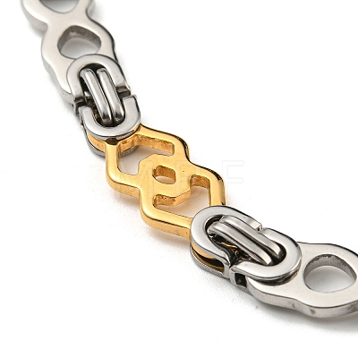 Two Tone 304 Stainless Steel Rhombus & Infinity Link Chain Bracelet BJEW-B078-09GP-1