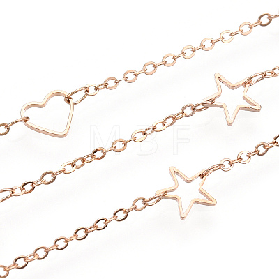 Brass Hollow Heart & Star Link Chains CHC-N022-01G-1