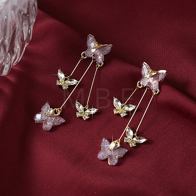 Butterfly Alloy Rhinestone Dangle Stud Earrings FS-WG259EB-01-1