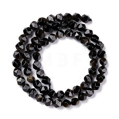 Natural Golden Sheen Obsidian Beads Strands G-C229-01A-1