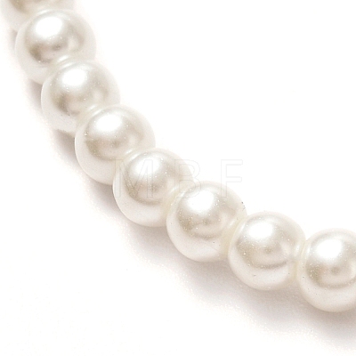Vintage Painted Round Glass Pearl Beaded Necklace for Girl Women Mother NJEW-JN03665-01-1