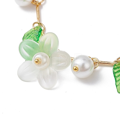 Acrylic Flower & Glass Pearl Charm Bracelets BJEW-JB10054-01-1