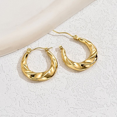 304 Stainless Steel Twisted Hoop Earrings for Women XW8366-1-1