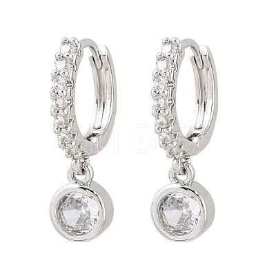 Brass Micro Pave Cubic Zirconia Hoop Dangle Earrings KK-Z166-15P-02-1
