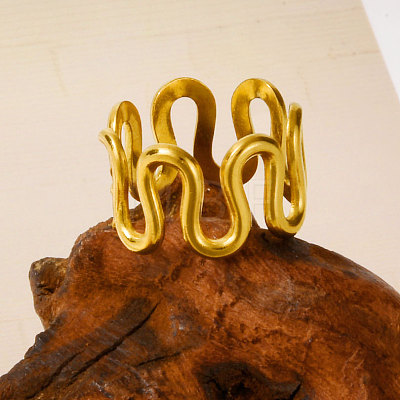 Geometric 304 Stainless Steel Adjustable Cuff Open Rings for Women WL5945-2-1