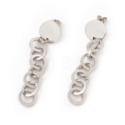 304 Stainless Steel Interlocking Rings Dangle Stud Earrings for Women EJEW-E264-07-1