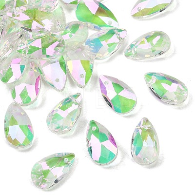 Faceted Teardrop Glass Pendants GLAA-O008-A25-1