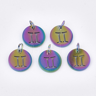 Rainbow Color Ion Plating(IP) 201 Stainless Steel Charms STAS-Q201-JN166-3-1