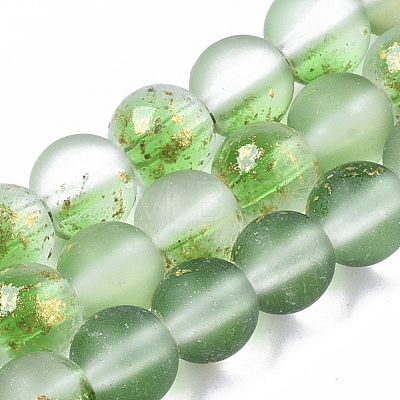 Frosted Spray Painted Glass Beads Strands X-GLAA-N035-03B-C02-1