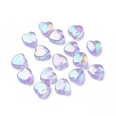 Plum AB color Plated Acrylic Heart Beads X-PL539-820-1