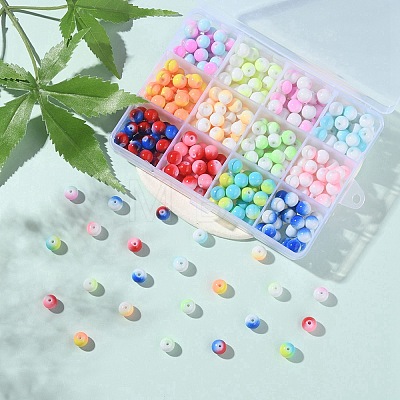 300Pcs 12 Colors Two-tone Baking Painted Glass Beads DGLA-YW0001-06-1