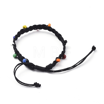 Waxed Polyester Cord Braided Bead Bracelets BJEW-JB04792-01-1