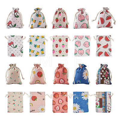 Kissitty 50Pcs 10 Styles Cotton & Linen Christmas Gift Bags ABAG-KS0001-05-1