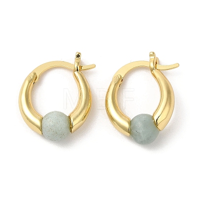 Natural Malaysia Jade Round Beaded Hoop Earrings EJEW-A099-03G-05-1