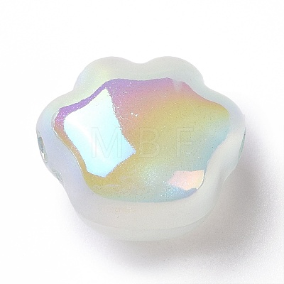 UV Plating Rainbow Iridescent Luminous Acrylic Beads X-OACR-E010-07-1