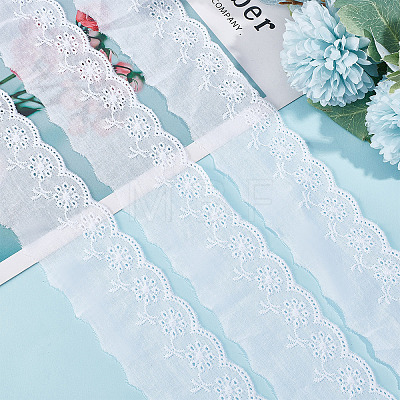 Cotton Hollow Embroidered Lace Trim SRIB-WH0011-052-1