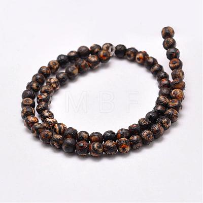 Natural Tibetan Style 3-Eye dZi Beads Strands G-P229-A-07I-6mm-1