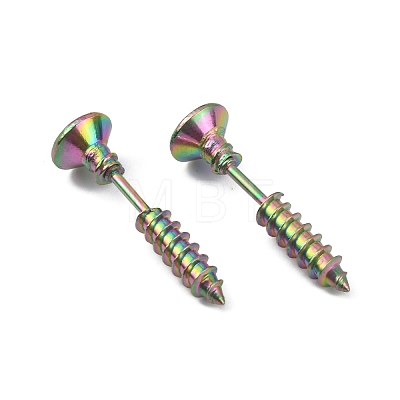 304 Stainless Steel Screw Shape Front Back Stud Earrings STAS-WH0061-23M-1