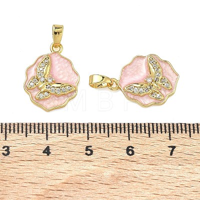 Brass Micro Pave Clear Cubic Zirconia Pendants KK-A294-10G-01-1