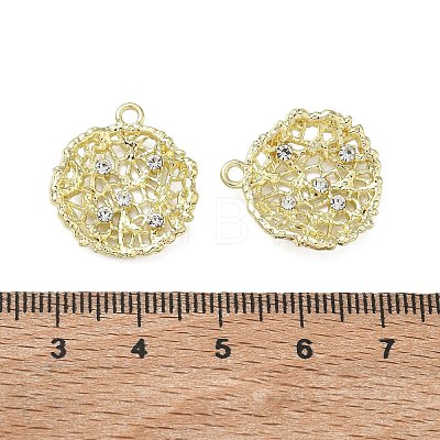 Alloy Rhinestone Pendants Round Charms RB-CBA7D90-04G-A-1