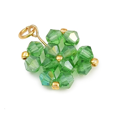 5Pcs 5 Colors Transparent Glass Beads Pendants PALLOY-JF04465-01-1