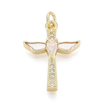 Brass Micro Pave Clear Cubic Zirconia Pendants KK-N268-95G-1