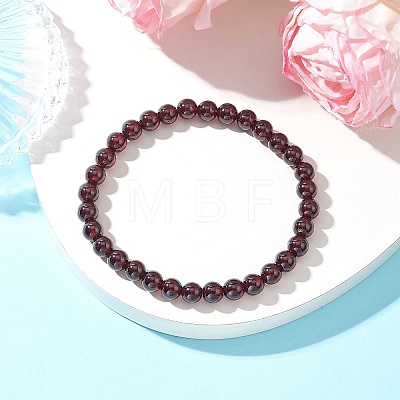 Round Natural Grade AAAA Garnet Beads Stretch Bracelets for Men Women BJEW-JB11825-03-1