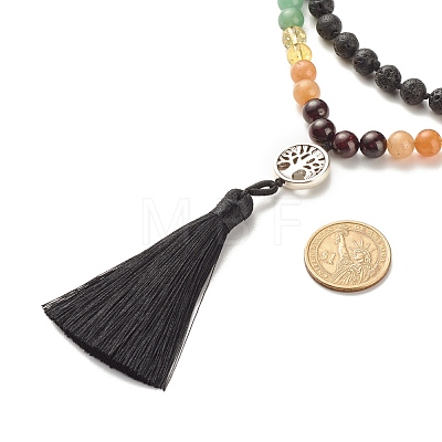 7 Chakra Gemstone Buddhist Necklace NJEW-JN03856-1