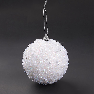 Christmas Ball Foam & Plastic Imitation Pearl Pendant Decoration FIND-G056-01D-1