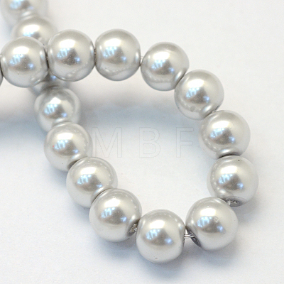 Baking Painted Pearlized Glass Pearl Round Bead Strands X-HY-Q330-8mm-62-1