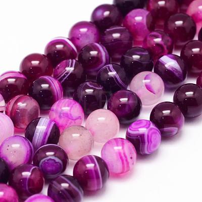 Natural Striped Agate/Banded Agate Bead Strands X-G-K155-A-6mm-02-1
