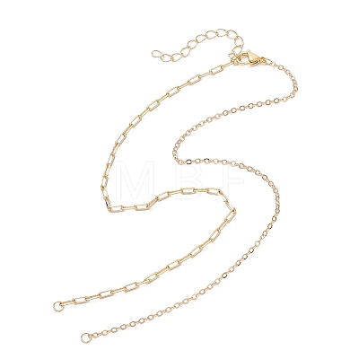 Brass Cable Chain Paperclip Chain Necklace Making AJEW-JB01468-1