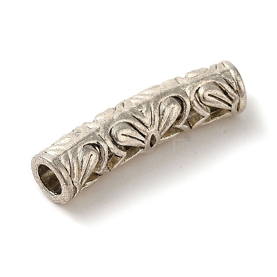 Hollow Tibetan Style Alloy Carved Flower Tube Beads TIBEB-L007-07AS-1