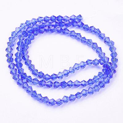 Faceted Bicone Blue Glass Beads Strands X-GLAA-S026-02-1