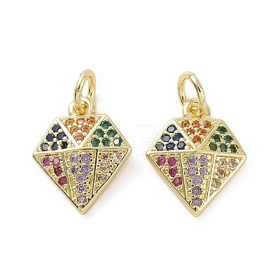 Brass Micro Pave Colorful Cubic Zirconia Charms KK-E068-VF157-1