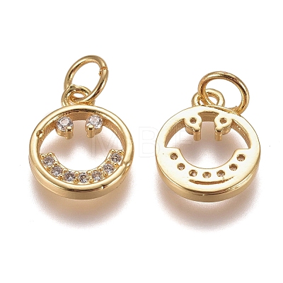Brass Micro Pave Clear Cubic Zirconia Charms ZIRC-G153-34-1