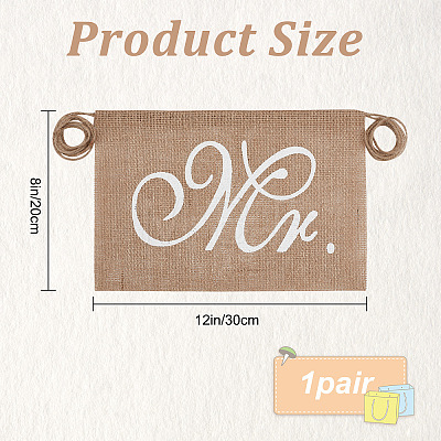 Mr and Mrs Burlap Chair Banners AJEW-WH0258-452-1