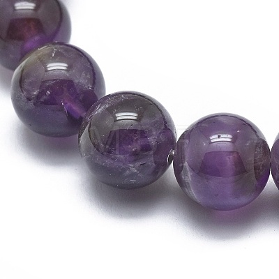 Natural Amethyst Bead Stretch Bracelets X-BJEW-K212-A-034-1