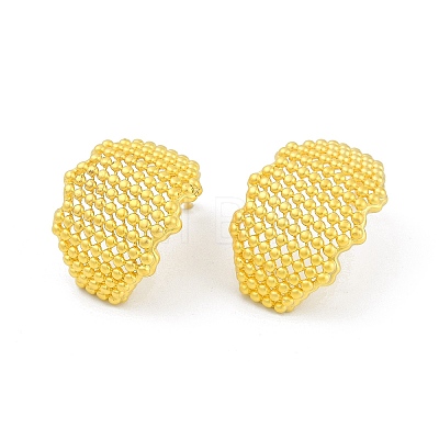 Hollow Camber Brass Stud Earrings EJEW-Q391-21G-03-1