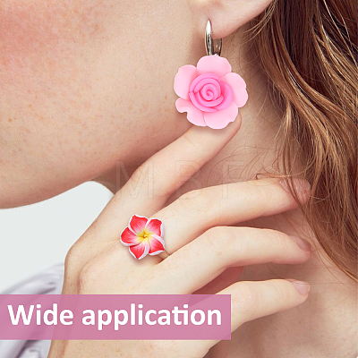 Handmade Polymer Clay 3D Flower Plumeria Beads CLAY-ME0001-08-1