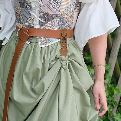 Rectangle PU Leather Medieval Belt Pendant. with Alloy Ring AJEW-CL0004-79-1