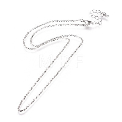 Brass Rolo Chain Necklaces Making MAK-L025-04P-1
