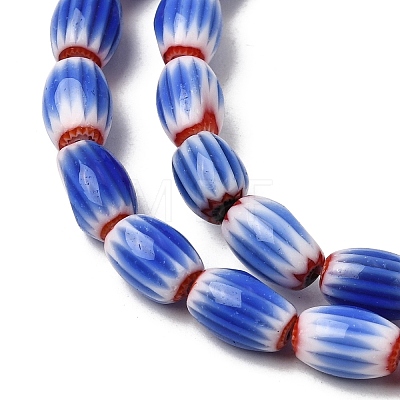 Handmade Millefiori Glass Oval Beads Strands LK-Z001-02A-06-1