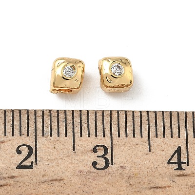 Brass Micro Pave Cubic Zirconia Beads KK-Z136-53G-1