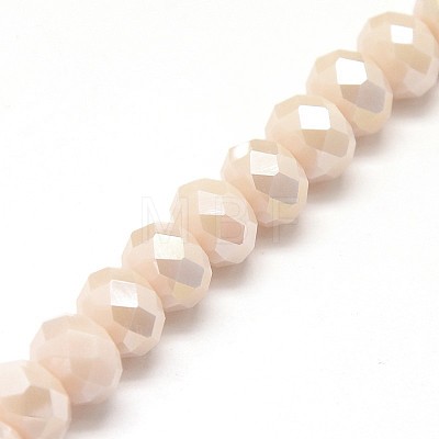 Electroplate Opaque Solid Color Crystal Glass Rondelle Beads Strands EGLA-F047A-13AB-1