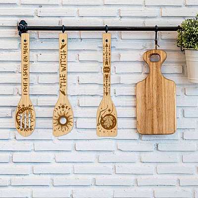6Pcs Bamboo Spoons & Knifes & Forks AJEW-WH0411-007-1